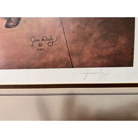 Large 1987 Vintage “Territorial Rights“ Jim Daly 415/950 Framed Signed Art Print - Picture 2 of 5